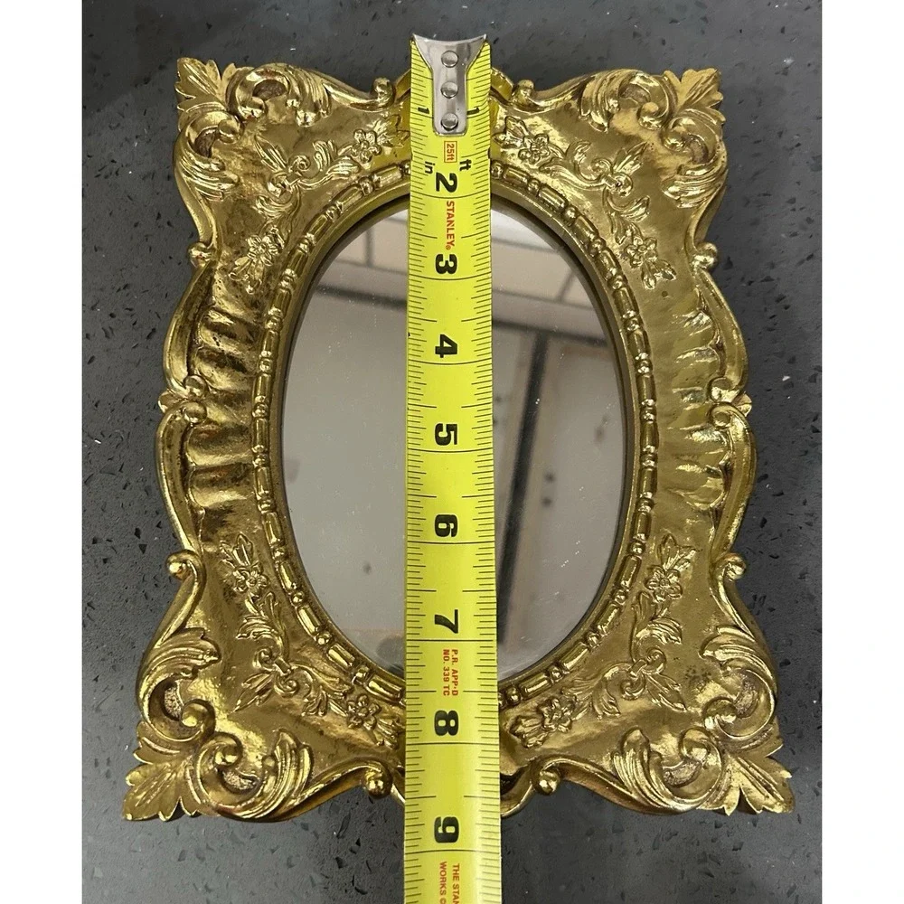 Vintage Gold Ornate Scroll Gold Wall Mirror Rectangle Plastic 9